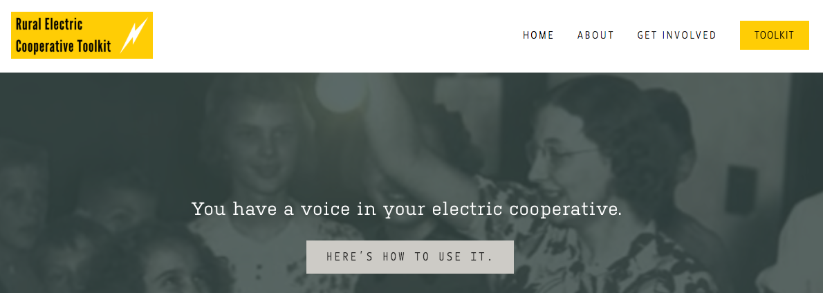 toolkit homepage with old REA image of kids around a lightbulb