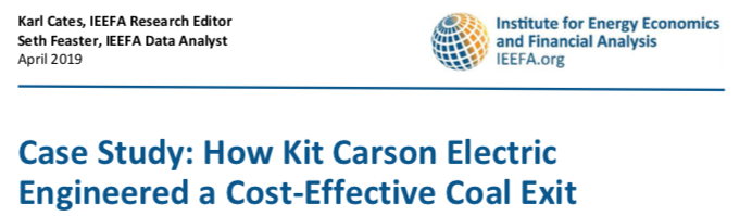 IEEFA Report title: "Case study: How Kit Carson Electric Engineered a Cost Effective Coal Exit"