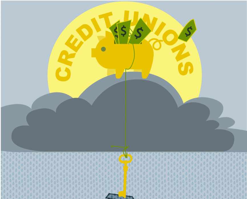 Credit union piggy bank helping people