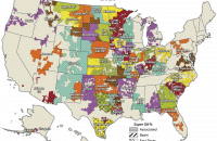 map of 63 generation and transmission co-ops in the US