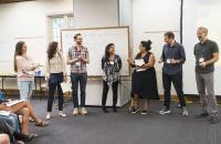 Fellowship trainers in a semicircle at training